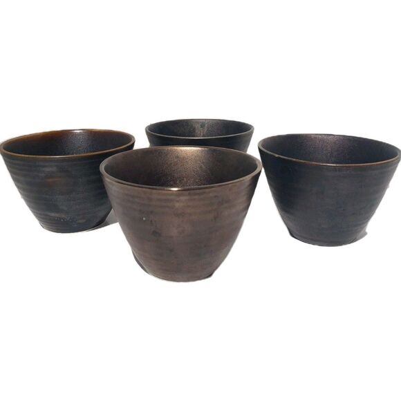 Teavana Other - Set Of 4 Teavana Tea Cups Copper Bronze Swirl Ceramic Coffee Japan 3.5x2.5